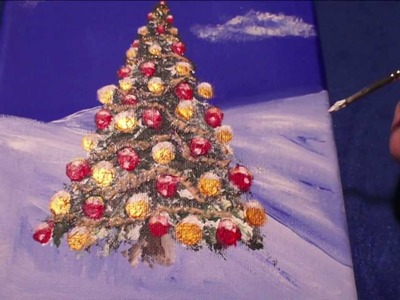 Naive Acrylic Painting Snowy Winter Landscape Part 3, Christmas Tree, Art by Brigitte König
