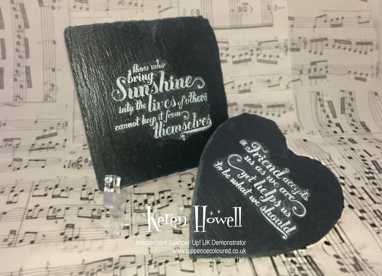Stampin' Up!  Stamping  on Slate Coasters  (Home Decor project)