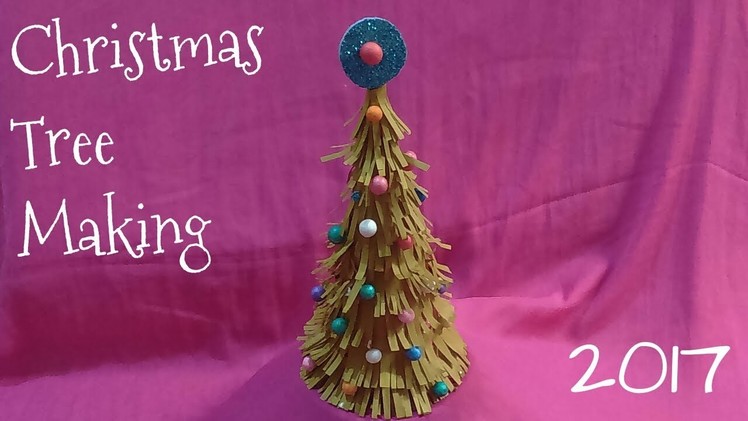 Christmas tree making with paper||Christmas tree making ideas||Christmas tree craft ideas||2017