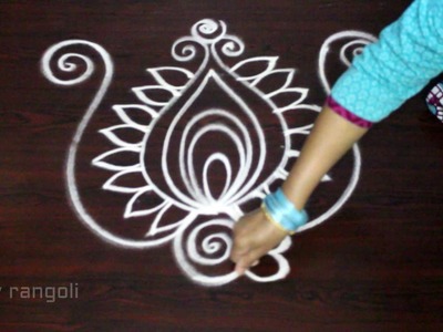 Creative and beautiful freehand easy peacock rangoli designs || kolam designs || Ugadi muggulu