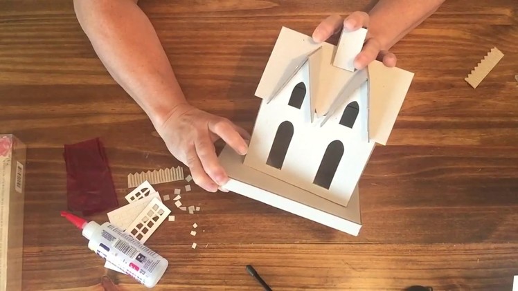 DIY Chipboard Cardboard house Christmas village Quick to Make!