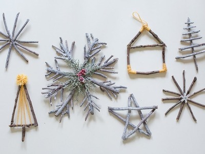 DIY CHRISTMAS DECOR IDEAS | Snowy Branch Ornaments in 7 Different Ways