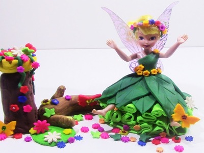 DIY Disney Princess Tinker Bell Dress Flowers Play Doh - How to Make Disney Princess Tinker Bell