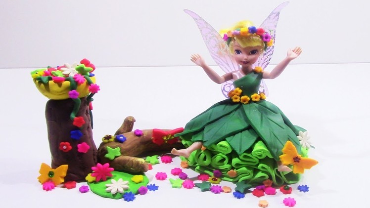 DIY Disney Princess Tinker Bell Dress Flowers Play Doh - How to Make Disney Princess Tinker Bell