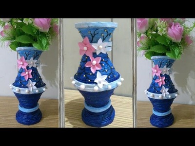 DIY II Amazing Newspaper Flower Vase.Pot  ( Design # 2) II Newspaper Craft
