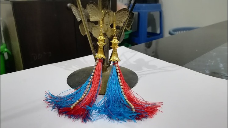 DIY || Make Multi Color Silk Thread Tassel Earrings Step by Step || by World of Artifact