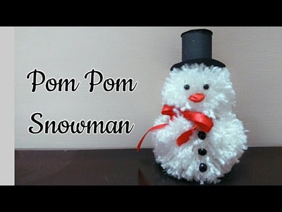 DIY Pom Pom Snowman. How to make Snowman for Christmas