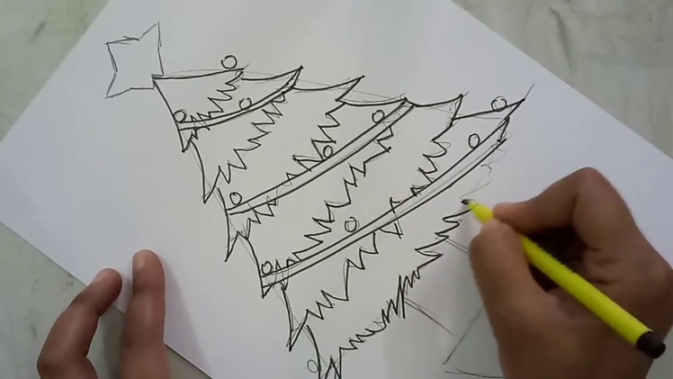 Draw And Colour Christmas Tree Step By Step | Christmas Craft | CraftLas
