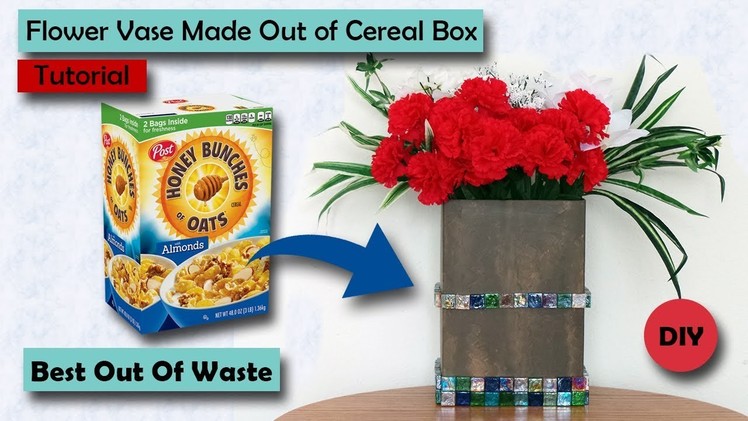 Empty Cereal Box Flower Vase| Diy Empty Cereal Box Craft| Best out of waste craft