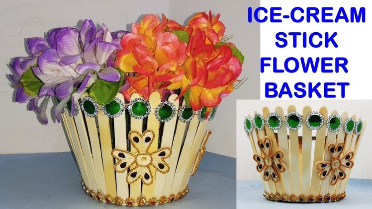 Flower basket making with popsicle stick || Diy Home Decor craft