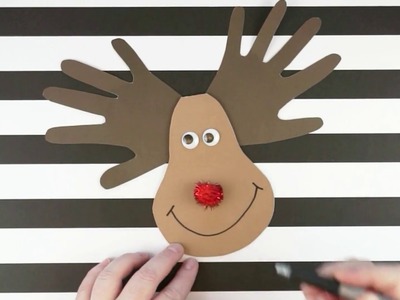 Handprint Reindeer Christmas Card Kid Craft