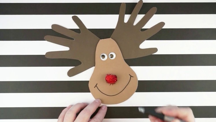 Handprint Reindeer Christmas Card Kid Craft