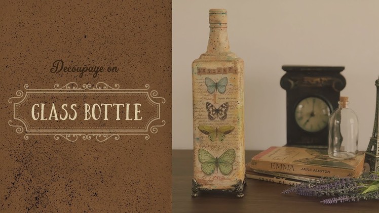 How to Decoupage on a glass bottle - step by step tutorial