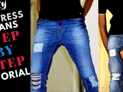 HOW TO  DISTRESSED MEN'S JEANS | RIPPED JEANS | STYLISH | DIY | HINDI