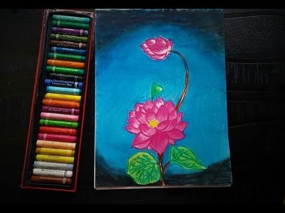 How to draw lotus with oil pastels