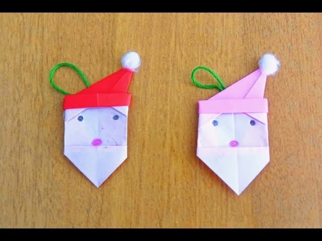 How to make DIY Santa's Face (Origami) very easily ~ Kids Craft ~ X'mas Tree Ornament ~ Tutorial . 