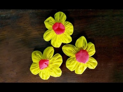 How to make flower with cloth - DIY flower by waste craft easy instructions ????