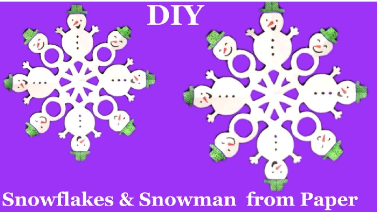 How to make paper snowman snowflake tutorial Christmas decoration