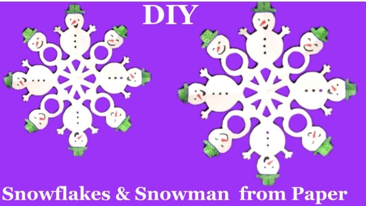 How to make paper snowman snowflake tutorial |Christmas decoration ideas | kids craft for Christmas