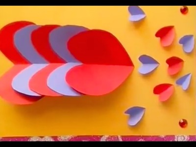 How to make simple Heart shape greeting card,DIY greeting card making ideas, Valentines day special