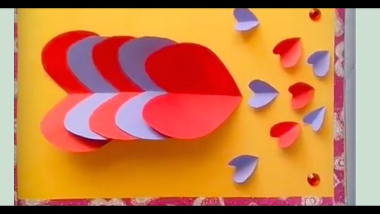 How to make simple Heart shape greeting card,DIY greeting card making ideas, Valentines day special