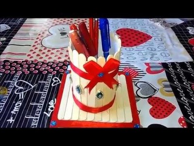 Ice cream stick pen stand | how to make pen stand | craft work | Popsicle Sticks Pen Pencil Stand