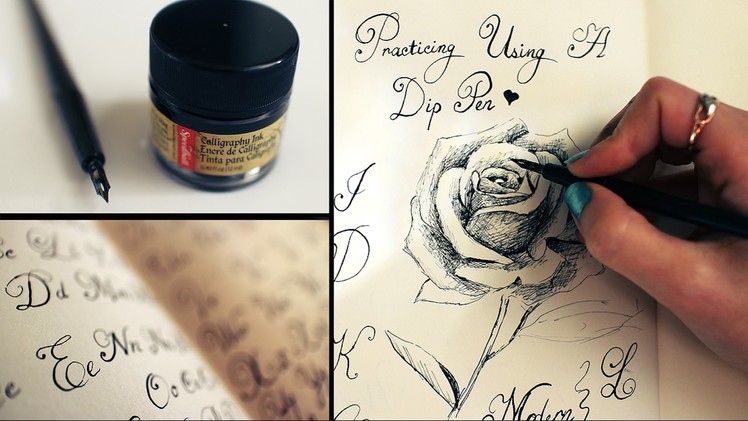 Ink drawing, Calligraphy, 1st time using a dip pen | Sketchbook Sunday #25
