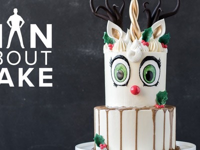 Man About Cake CHRISTMAS SPECIAL | Unicorn Reindeer Buttercream Cake with Joshua John Russell