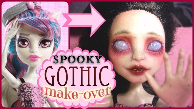 Monster High Rochelle Re-root and Repaint. Gothic doll faceup!