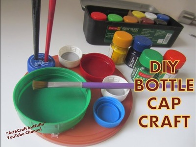 Plastic bottle cap crafts- Make DIY Watercolor Palette- Recycle Craft for Kids