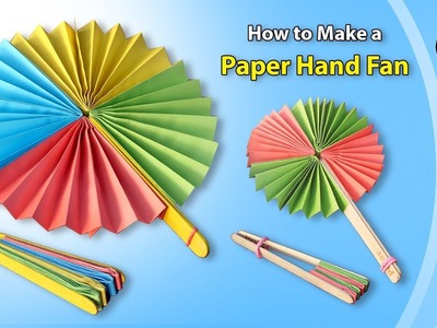 Popsicle Stick, Paper Fan Craft || How to make a paper hand fan || origami fan || paper fan