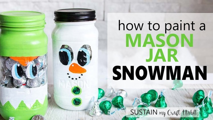 Secret Santa Gift Idea. Painted Mason Jar Snowman Craft. Christmas DIY & Decor Challenge
