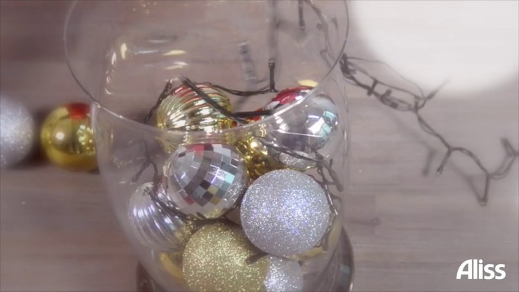TUTORIAL Christmas vase centerpiece with fairy lights. DIY