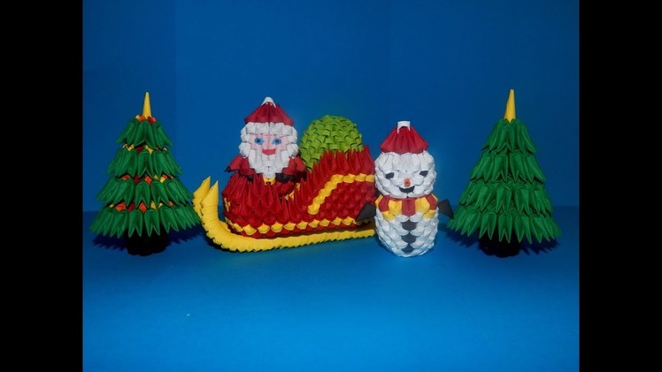 3D Origami small Santa Claus sleigh tutorial || DIY paper small Santa Claus sleigh