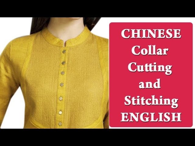 Chinese  kurti collar cutting and stitching simple easy method DIY English tutorial for beginners