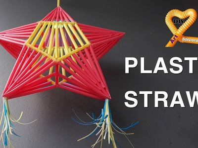 Diy Christmas ornaments with straws - Xmas lantern Parol made of Plastic Straw