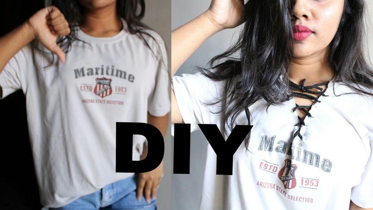 DIY Cut Out V Neck T-shirt |thebrowndaughter