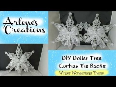 DIY DOLLAR TREE WINTER WONDERLAND CURTAIN TIE BACKS