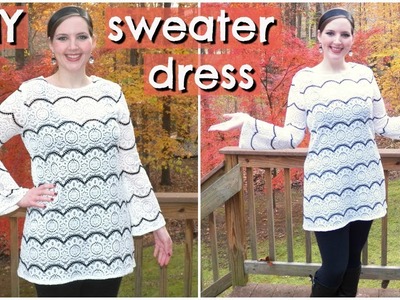 DIY Easy Sweater Dress | How to Sew a Dress.Tunic with Flared Sleeves