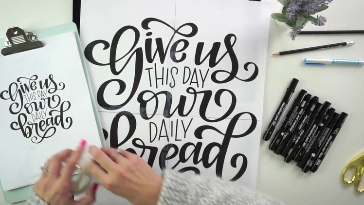 DIY Large Scale Hand Lettered Dish Towel Tutorial | Amanda Arneill - Hand Lettering