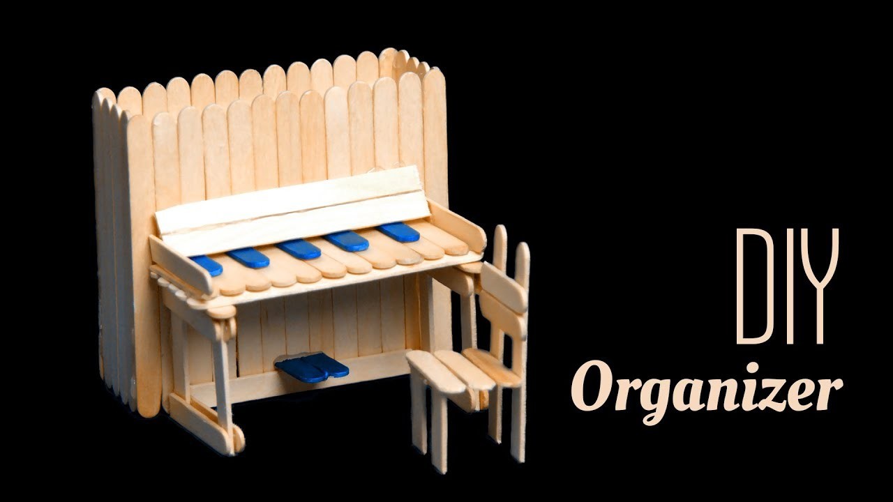 DIY Piano Pen Holder And Chair With Pop Sticks DIY Piano Pen Holder And Chair With Pop Sticks