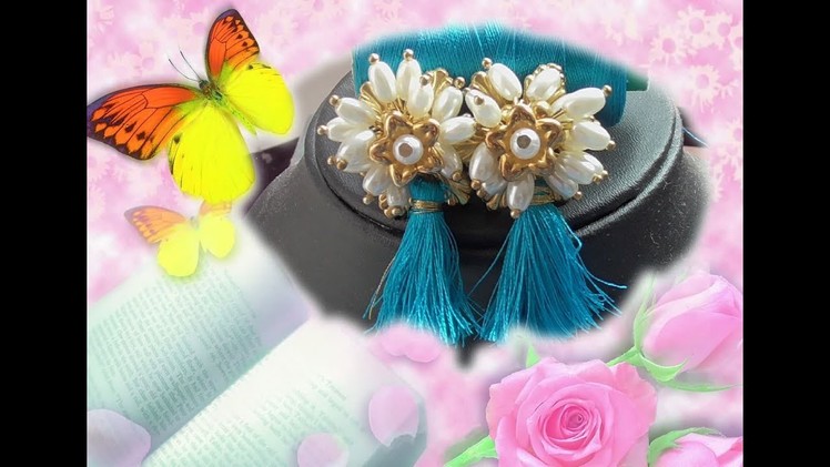 DIY Special silk thread tassel earrings#Making of silkthread tassel studs.Home tutorials