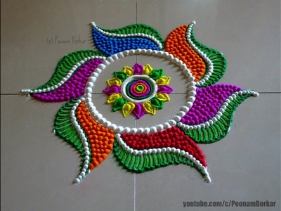 Easy, small and innovative multicolored rangoli design for diwali | Easy Rangoli Designs