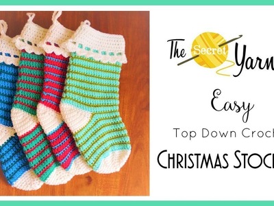 Easy Top Down Crochet Christmas Stocking