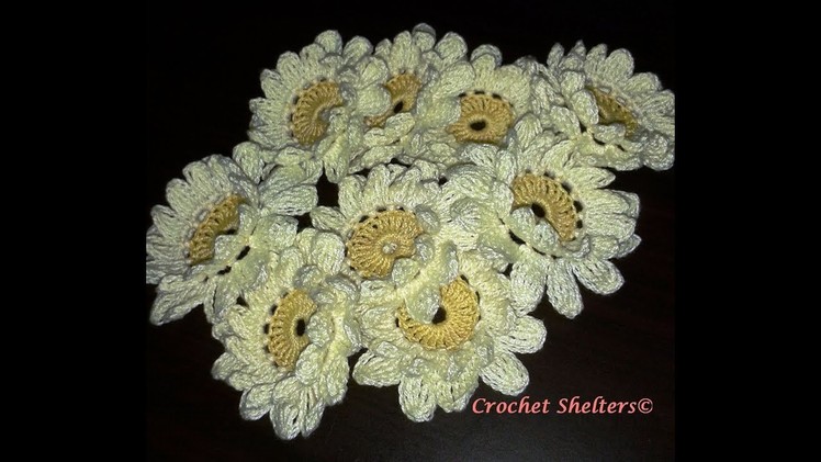 How to crochet a simple crochet flower (Zinnia) #Daisy