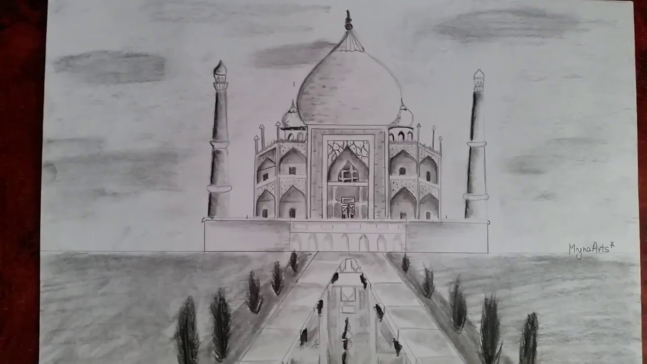 How to draw Taj Mahal (Step by step)