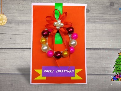 How To Make A Beautiful Christmas Card With A Wreath | DIY Crafts Tutorial | Lina's Craft Club