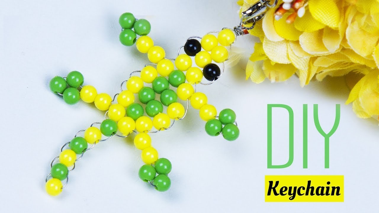 How to make a Lizard key chain, DIY crafts, Handmade gift ideas, Beads art
