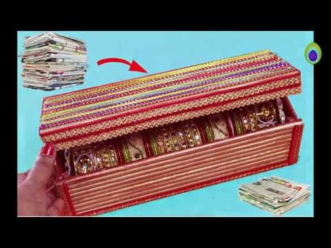How to make bangle box from old recycled newspaper I Best out of waste