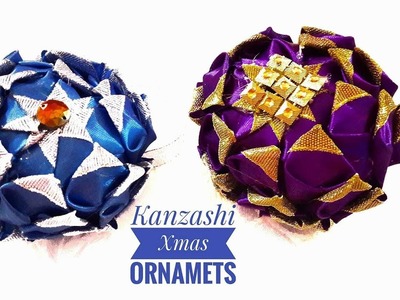 How To Make Christmas Ornament Out Of Ribbons - DIY Kanzashi Christmas Ornaments Balls Without Base